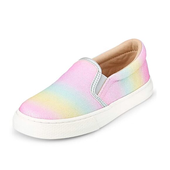 Children’s Place Girl’s Glitter Rainbow Ombre Slip On Sneakers - Youth Size 5 - Picture 1 of 2